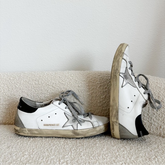 Golden Goose Super-Star Black, White & Silver Sneaker - Picture 2 of 15